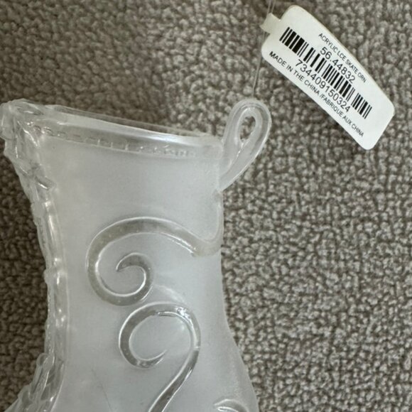 NWT Vtg Retired Dept. 56 Frosted Ice Skate Xmas Ornament Silver Tone Metal Blade - Picture 9 of 9